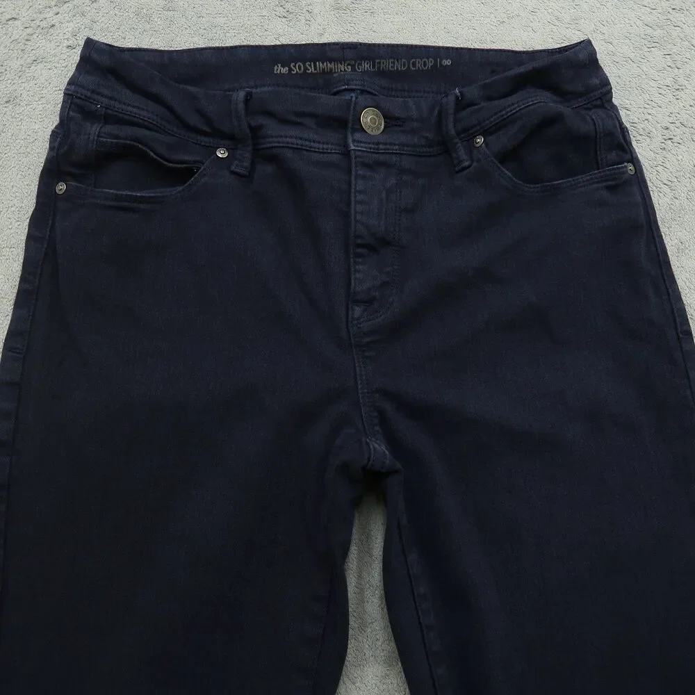 Chico's Jeans Women's Size 00 US-2 Blue Mid-Rise Girlfriend Crop 25.5